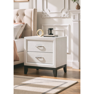 Sunvega Contemporary Simple Style Brown Gray Finish Nightstand with Two Storage Drawers