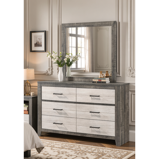 Sunvega Farmhouse Style Nightstand with Two-Tone Finish and Two Drawers