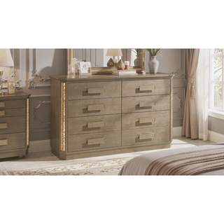 Sunvega Medusa Dresser with Wood Gold Finish and Six Drawers for Bedroom