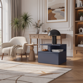 Sunvega Healy Nightstand with Drawer and Three Open Shelves in Alby Blue