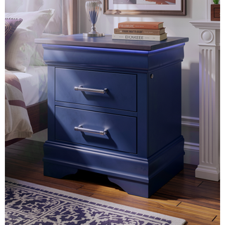 Sunvega Led Lighting 2 Drawer Nightstand with Spacious Drawers in Transitional Style