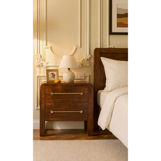 Sunvega Copenhagen 2-Drawer Smoked Oak And Mango Wood Nightstand
