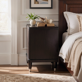Sunvega Brown Two-Drawer Nightstand with Metallic Accents and Felt Lined Top