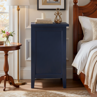 Sunvega Weston Midnight Blue 2-Drawer Nightstand with Nickel Knobs and Open Shelf