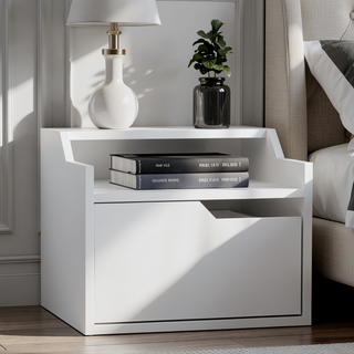 Sunvega Floating Nightstand with Spacious Drawer and Two-Tier Top for Bedroom Storage
