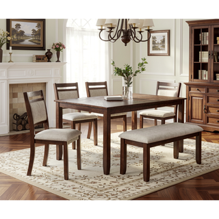 Sunvega Traditional Style 5pc Dining Set with Rectangular Table and Upholstered Chairs