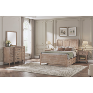 Sunvega Mindi Veneer Breakfront Dresser with Warm Sand Finish and Nine Drawers