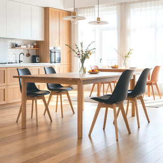 Sunvega Modern Style Dining Chairs with Wooden Legs and Thickened Cushion for Kitchen