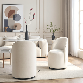 Sunvega Mid Century Modern Round Velvet Upholstered Swivel Dining Barrel Chair