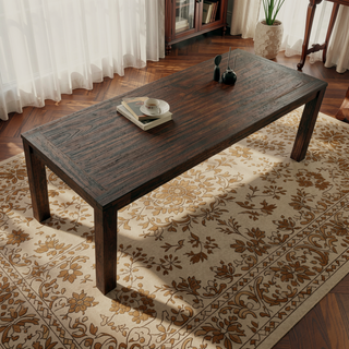 Sunvega Rectangular Acacia Wood Dining Table with Straight Legs 79 Inch