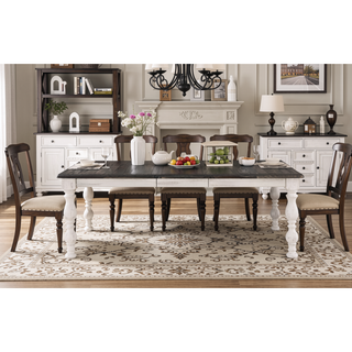 Sunvega Hand-Stained Acacia Wood Dining Table with Extendable Leaf