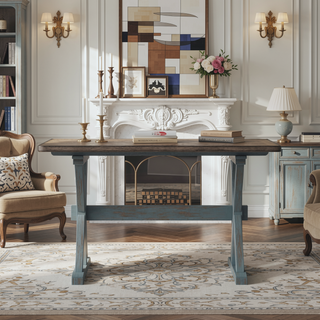Sunvega Counter Height Casual Dining Table with X Base and Mild Live Edge