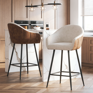 Sunvega Modern Style Counter Height Bar Stools with Upholstered Seats and Metal Legs