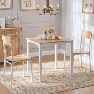 Sunvega 3-Piece Cottage Style Square Dining Table Set with 2 Chairs for Small Space