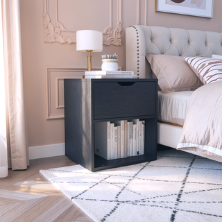 Sunvega 50x40x60 cm Nightstand End Table with Spacious Sliding Drawer