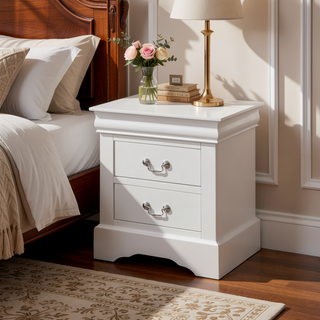 Sunvega Modern Nightstand with Two Spacious Drawers and Brushed Nickel Handles