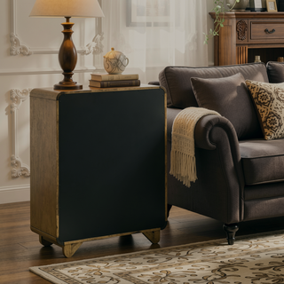 Sunvega Tully Nutmeg Five-Drawer Chest with Modern Wood Finish and Metal Glides