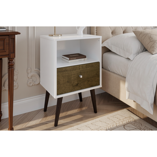 Sunvega Modern Nightstand with Drawer and Cubby for Bedroom or Living Room