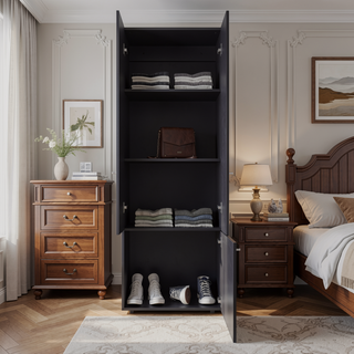Sunvega Three Door Cabinet with Three Shelves for Bedroom Storage
