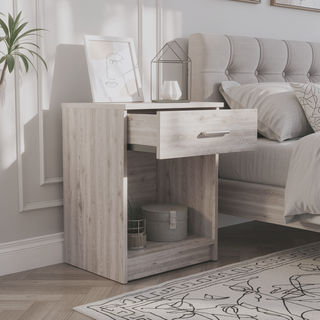 Sunvega Light Gray Nightstand with One Drawer, Low Shelf, and Superior Top
