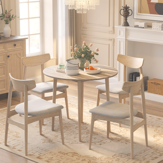 Sunvega 35" Drop Leaf Folding Kitchen Table with Solid Wood Legs for Small Spaces
