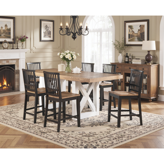 Sunvega Solid Asian Hardwood Counter Stool Set of 2 with Ebony Finish