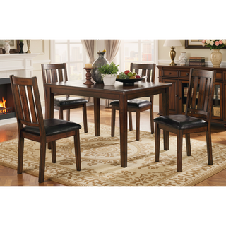 Sunvega Gray Finish 5pc Dining Set with 4 Fabric Upholstered Chairs