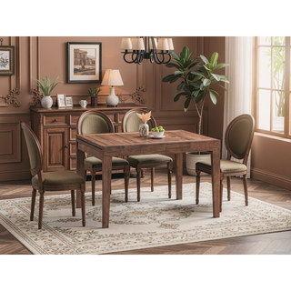 Sunvega Walnut Finish Rectangular Dining Table with Extension Leaf for 8