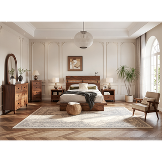 Sunvega Smokey Walnut and Coffee Bean 2-Drawer Nightstand with Asymmetrical Design