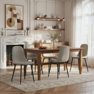 Sunvega Modern Velvet Upholstered Dining Chairs Set of 4 with Black Metal Legs