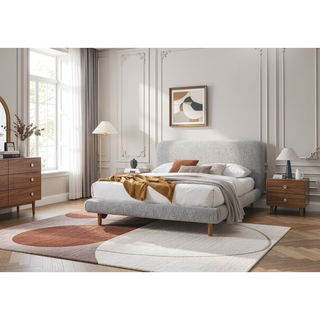 Sunvega Grey 4-Drawer Upholstered Chest with Metal Side Drawers and Traditional Knob Handles