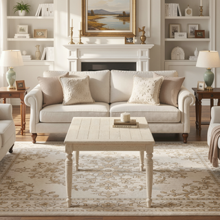 Sunvega Whitewashed Wood Dining Table with 18 Inch Leaf for Flexible Seating