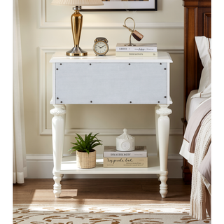 Sunvega Transitional Oval Tilt Mirror with Beveled Edge and Storage Drawer