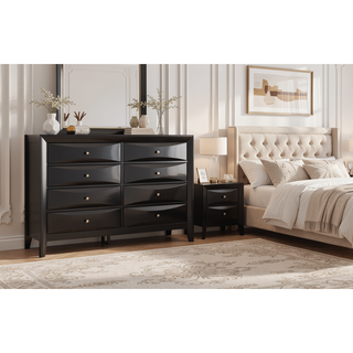 Sunvega Dark Brown Tufted Polyurethane Upholstered King Size Bed Frame