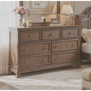 Sunvega Antique Brown Finish Nightstand with Hidden Drawer and Bun Feet