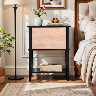 Sunvega Elegant Contemporary Nightstand with Open Shelf for Compact Storage