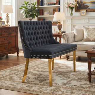 Sunvega Mid Century Modern Velvet Double Dining Loveseat Bench with Gold-Plated Steel Legs