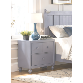 Sunvega Gray Finish Nightstand with Dovetail Drawers and Wood Knobs for Bedroom