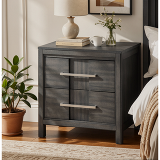 Sunvega Gray Transitional Nightstand with English Dovetail Drawer and Felt Lining