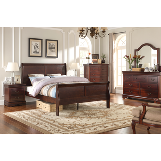 Sunvega Solid Wood Louis Philip Style Nightstand with Two Soft Close Drawers