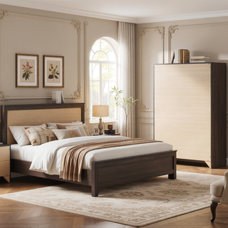 Sunvega Oak Rectangular 4-Drawer Chest with Rustic Finish and Spacious Storage