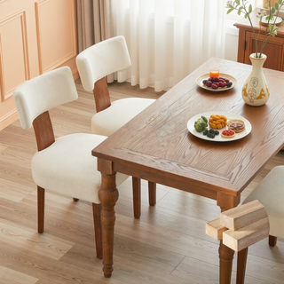 Sunvega Set of 2 Linen Fabric Modern Armless Dining Chairs With Curved Backrest