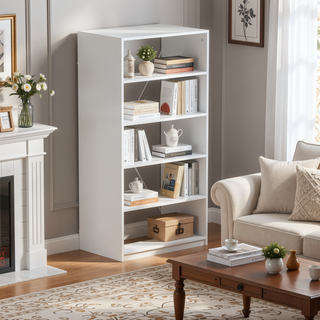 Sunvega White 5-Drawer Dresser with Spacious Fabric Drawers for Bedroom Storage
