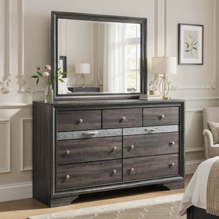 Sunvega Modern Black Nightstand with Hidden Jewelry Drawer and Nickel Knob