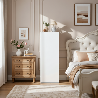 Sunvega White 5-Drawer Dresser with Spacious Fabric Drawers for Bedroom Storage