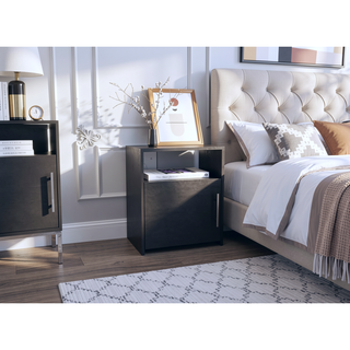 Sunvega Nightstand with Single Door Cabinet and Shelf for Bedroom or Living Room