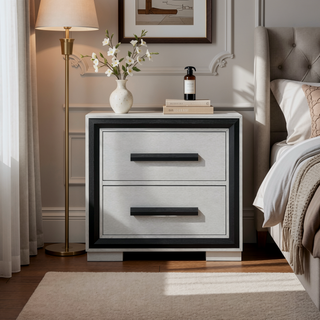 Sunvega Sleek Silver Finish Nightstand With Integrated Speaker and Cooler