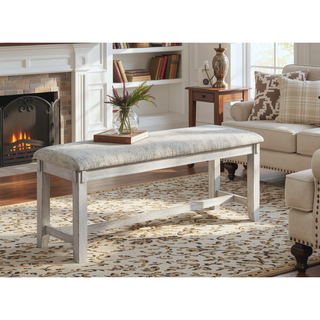 Sunvega Farmhouse Style Rustic Finish Upholstered Cushion Seat Dining Bench