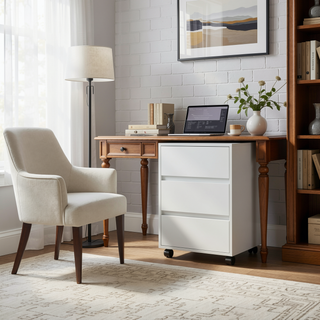 Sunvega Mobile Three Drawer File Cabinet with Locking Wheels and Metal Gliders