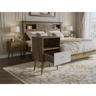 Sunvega Modern Nightstand with Drawer and Cubby for Bedroom or Living Room
